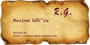 Rozina Géza névjegykártya